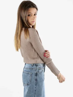 Solada Maglia donna a coste con lurex - khaki