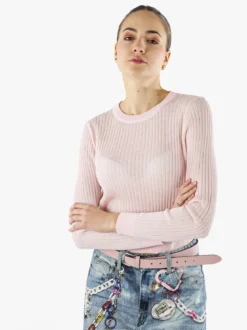 Solada Maglia donna a coste con lurex - rosa
