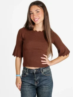 Solada Maglia donna a costine con maniche a campana - moro