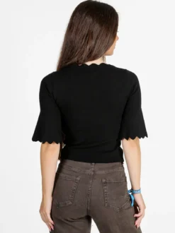 Solada Maglia donna a costine con maniche a campana - nero