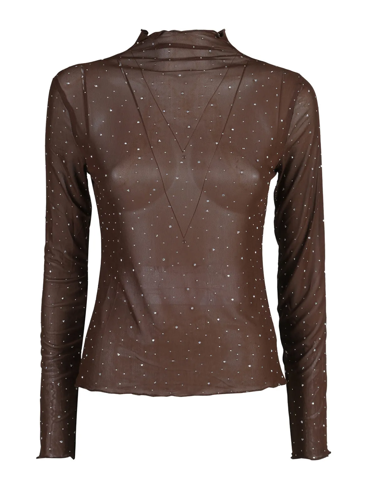 Solada Maglia donna a lupetto in microrete con borchie - moro