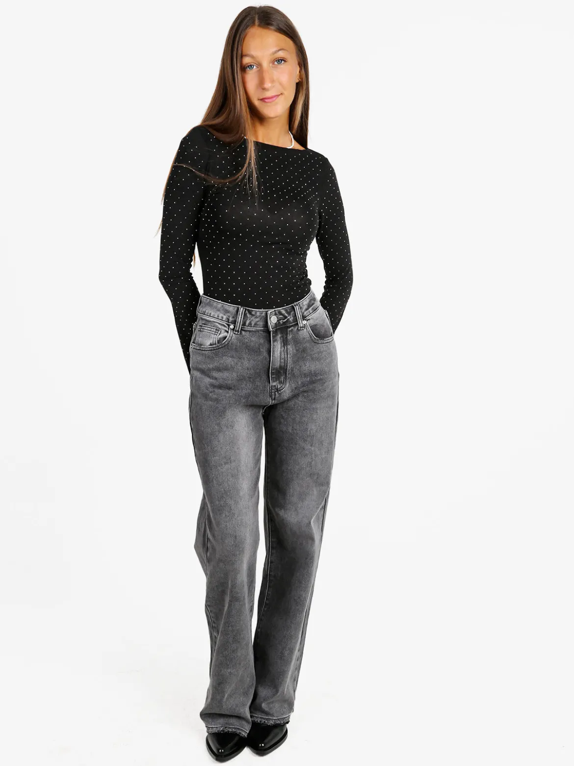 Solada Maglia donna a maniche lunghe con borchie - nero