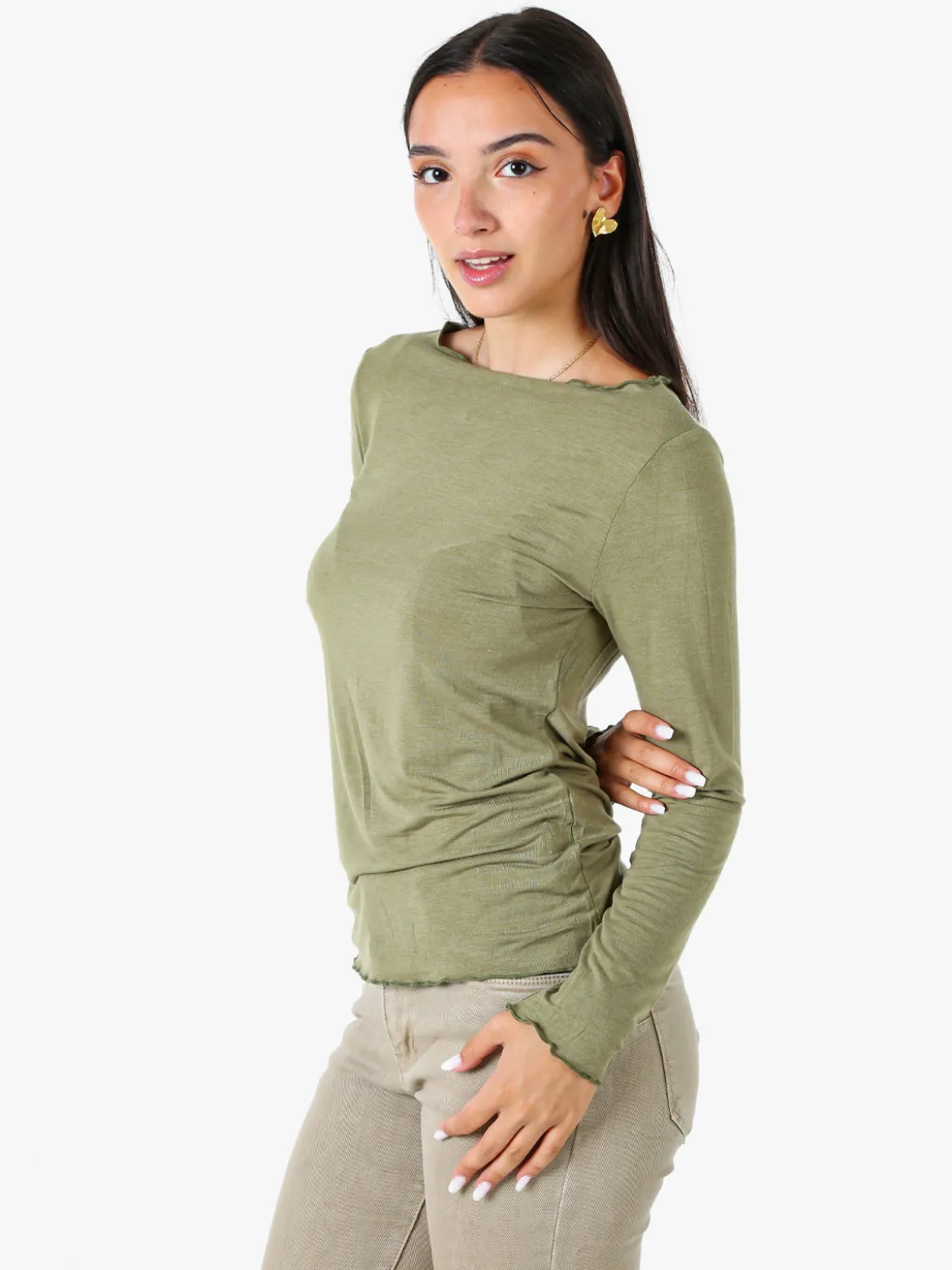 Solada Maglia donna a maniche lunghe con scollo a barchetta - bordeaux
