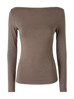 Solada Maglia donna a maniche lunghe con scollo a barchetta - marrone
