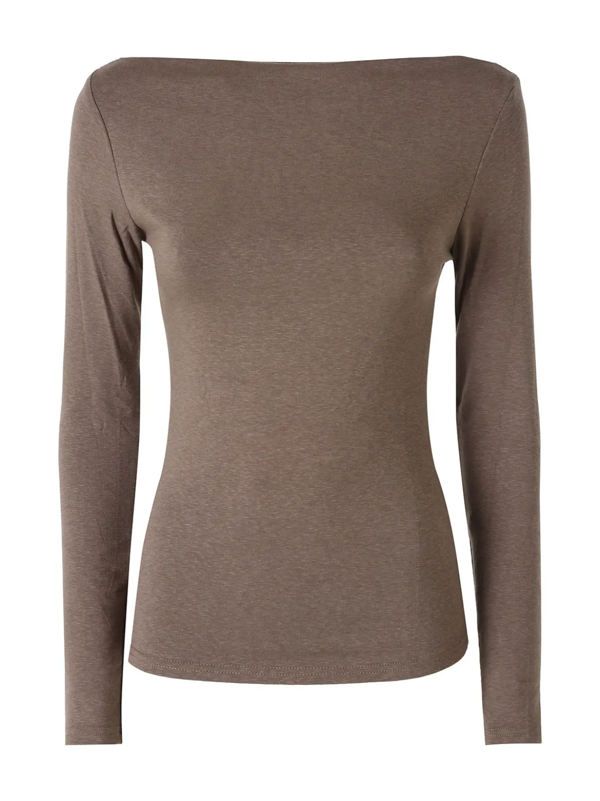 Solada Maglia donna a maniche lunghe con scollo a barchetta - marrone
