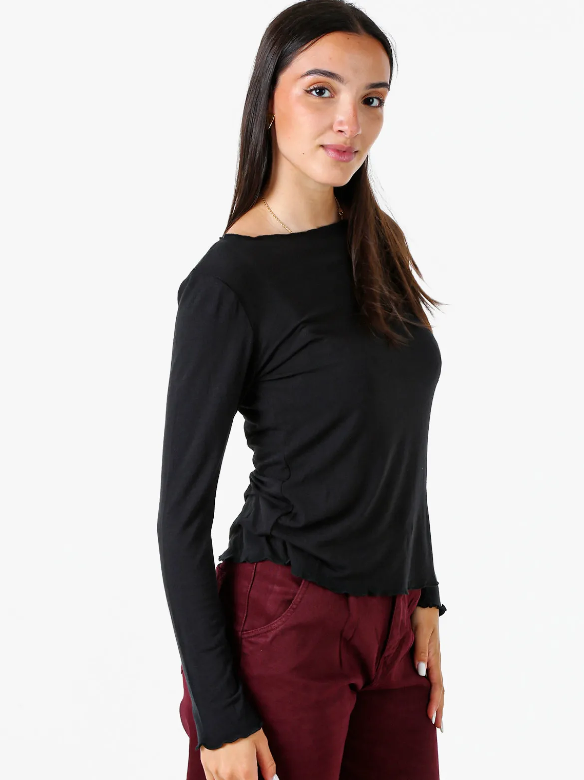 Solada Maglia donna a maniche lunghe con scollo a barchetta - nero