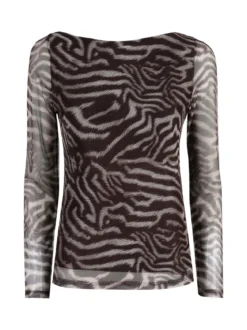 Solada Maglia donna con stampe e maniche velate - moro