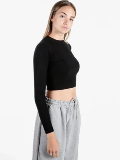 Solada Maglia donna cropped a costine - nero