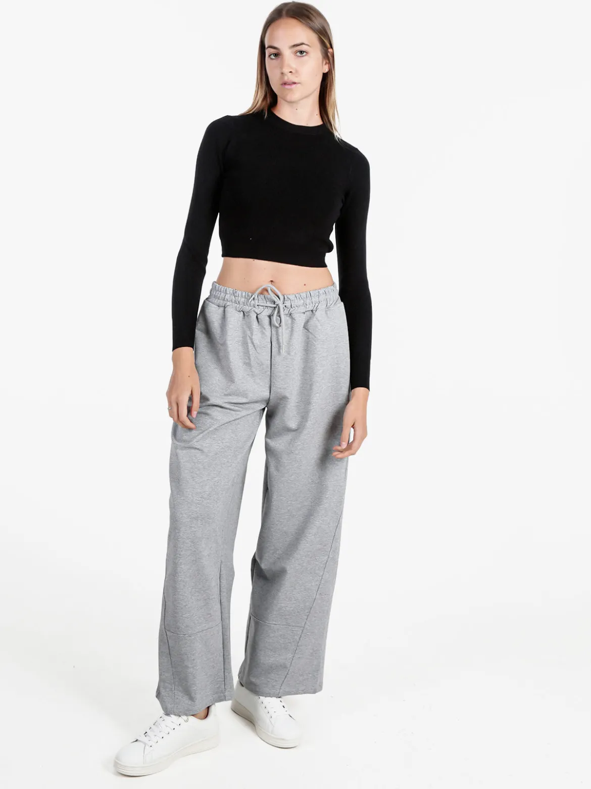 Solada Maglia donna cropped a costine - nero