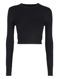 Solada Maglia donna cropped a costine - nero