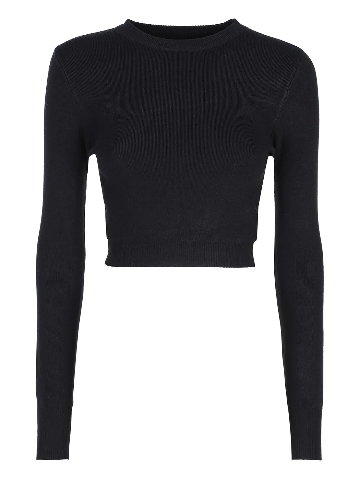 Solada Maglia donna cropped a costine - nero