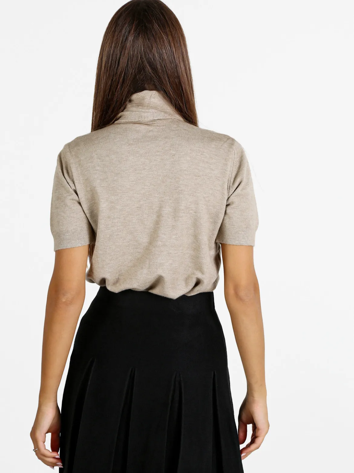 Solada Maglia donna dolcevita a maniche corte - sabbia
