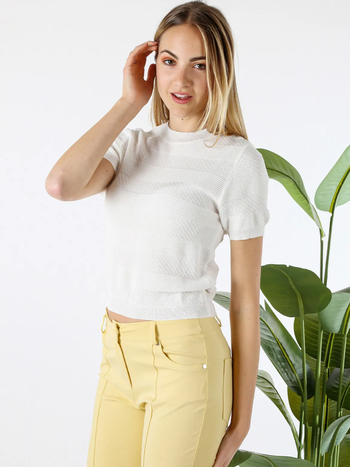 Solada Maglia girocollo da donna a maniche corte - bianco