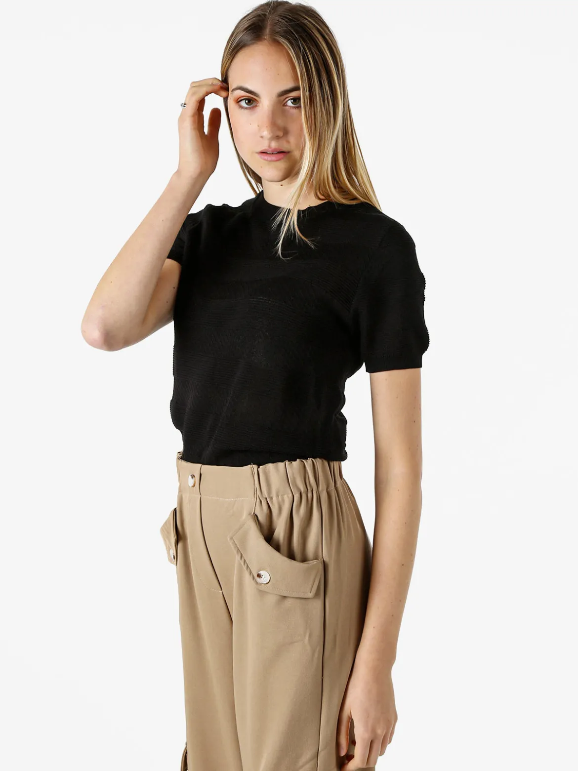 Solada Maglia girocollo da donna a maniche corte - nero
