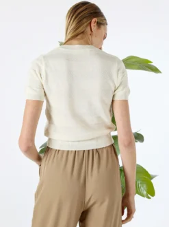 Solada Maglia girocollo da donna a maniche corte - panna