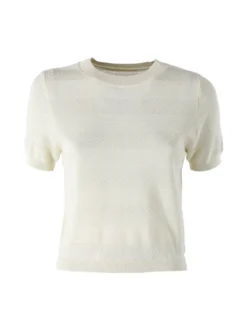 Solada Maglia girocollo da donna a maniche corte - panna