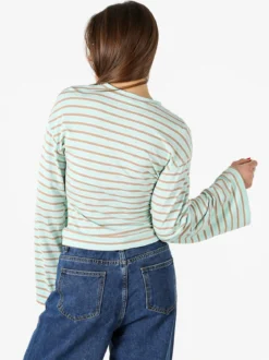 Solada Maglia rigata da donna con maniche lunghe a campana - acqua marina