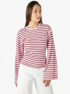 Solada Maglia rigata da donna con maniche lunghe a campana - rosa