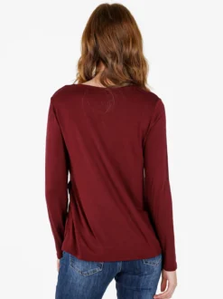 Solada Maglietta donna in viscosa a maniche lunghe con arricciatura - bordeaux