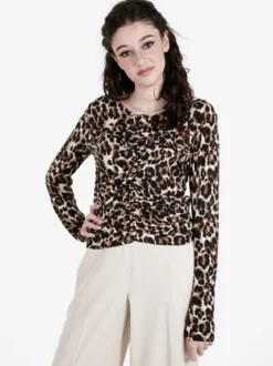 Solada Maglietta donna maculata con scollo a V