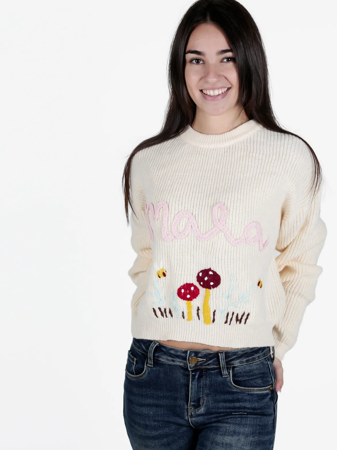 Solada Maglione donna oversize con ricami