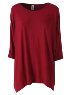 Solada Maxi blusa da donna in viscosa con maniche a pipistrello - rosso