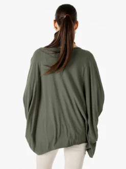 Solada Maxi blusa da donna in viscosa con maniche a pipistrello - verde