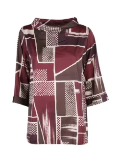 Solada Maxi blusa donna con stampe - bordeaux