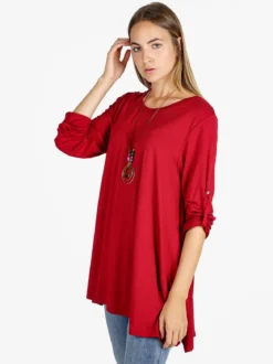 Solada Maxi t-shirt donna a maniche lunghe - rosso