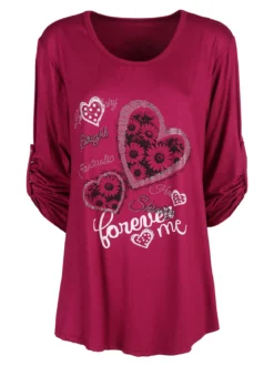 Solada Maxi t-shirt donna con strass - fucsia