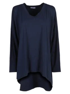 Solada Maxi t-shirt donna in cotone a maniche lunghe - blu