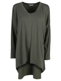 Solada Maxi t-shirt donna in cotone a maniche lunghe - militare