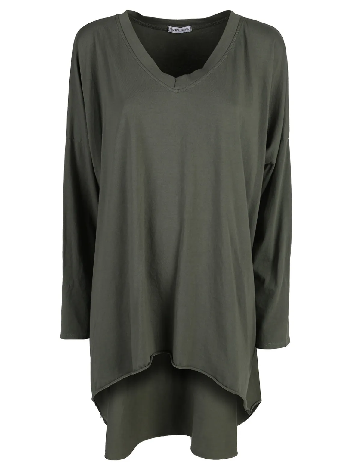 Solada Maxi t-shirt donna in cotone a maniche lunghe - militare