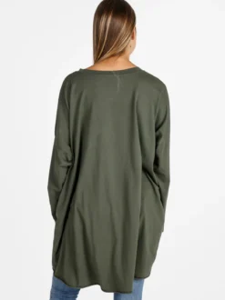 Solada Maxi t-shirt donna in cotone a maniche lunghe - militare
