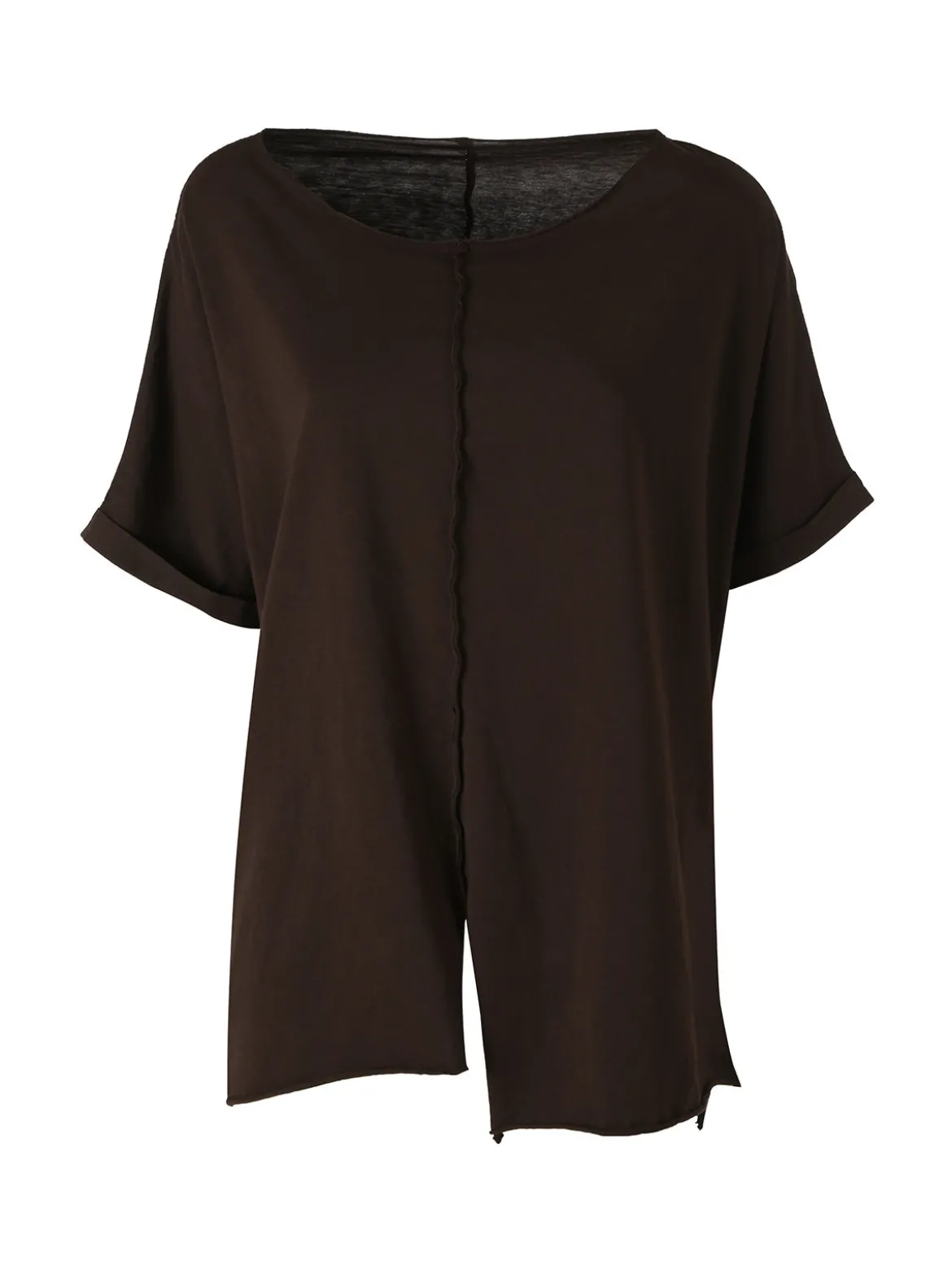 Solada Maxi t-shirt donna in cotone con maniche risvoltate - marrone