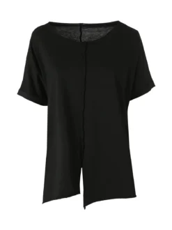 Solada Maxi t-shirt donna in cotone con maniche risvoltate - nero