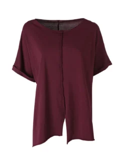 Solada Maxi t-shirt donna in cotone con maniche risvoltate - porpora