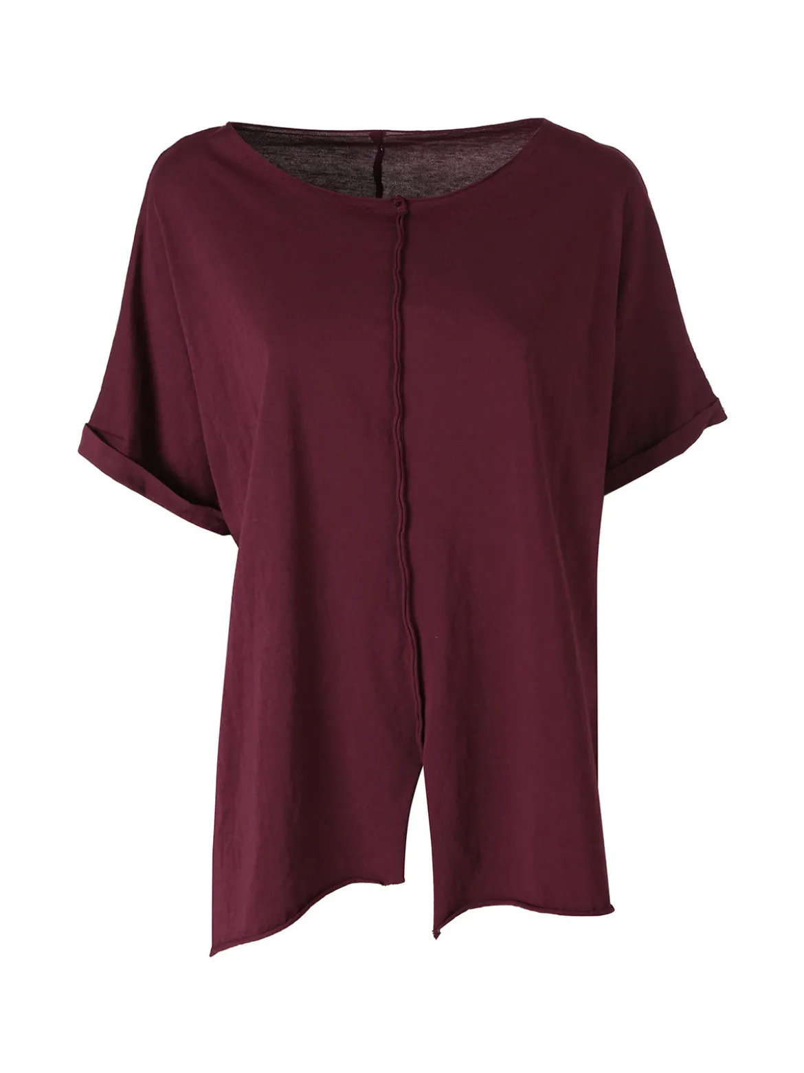 Solada Maxi t-shirt donna in cotone con maniche risvoltate - porpora