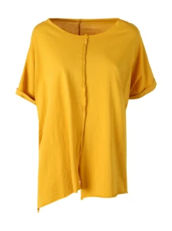 Solada Maxi t-shirt donna in cotone con maniche risvoltate - senape