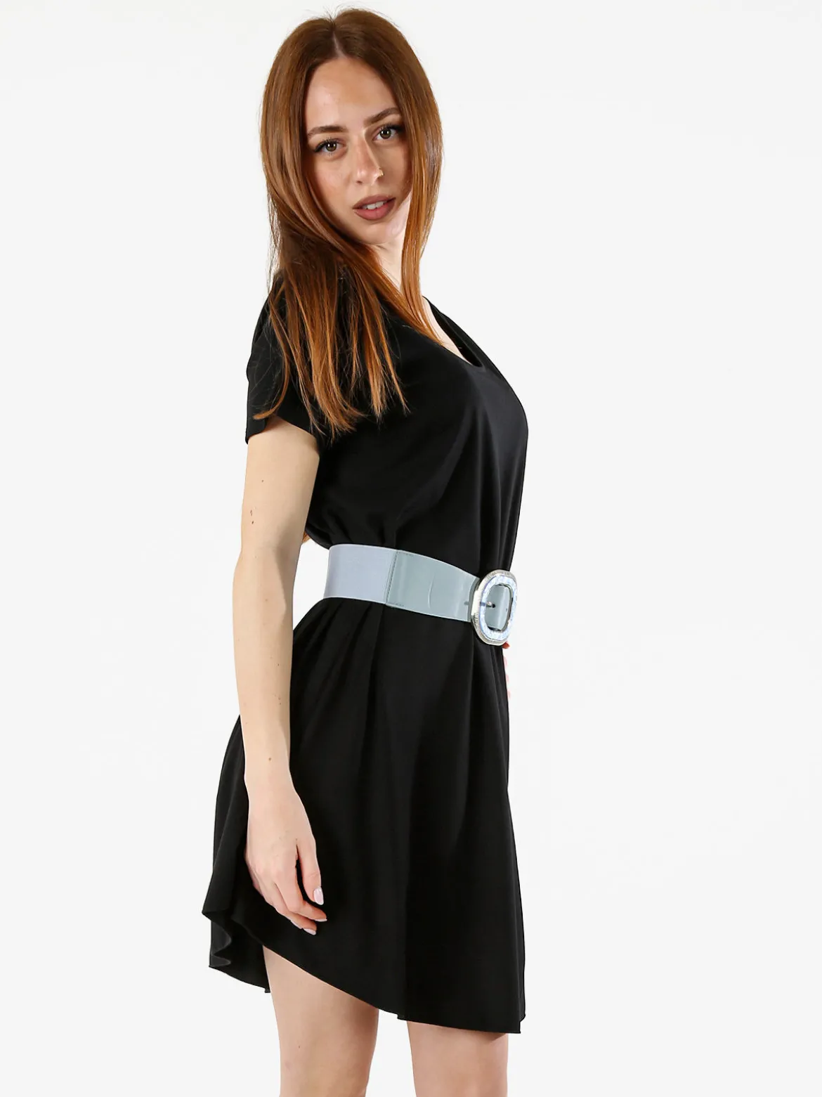 Solada Maxi vestito da donna a maniche corte - nero