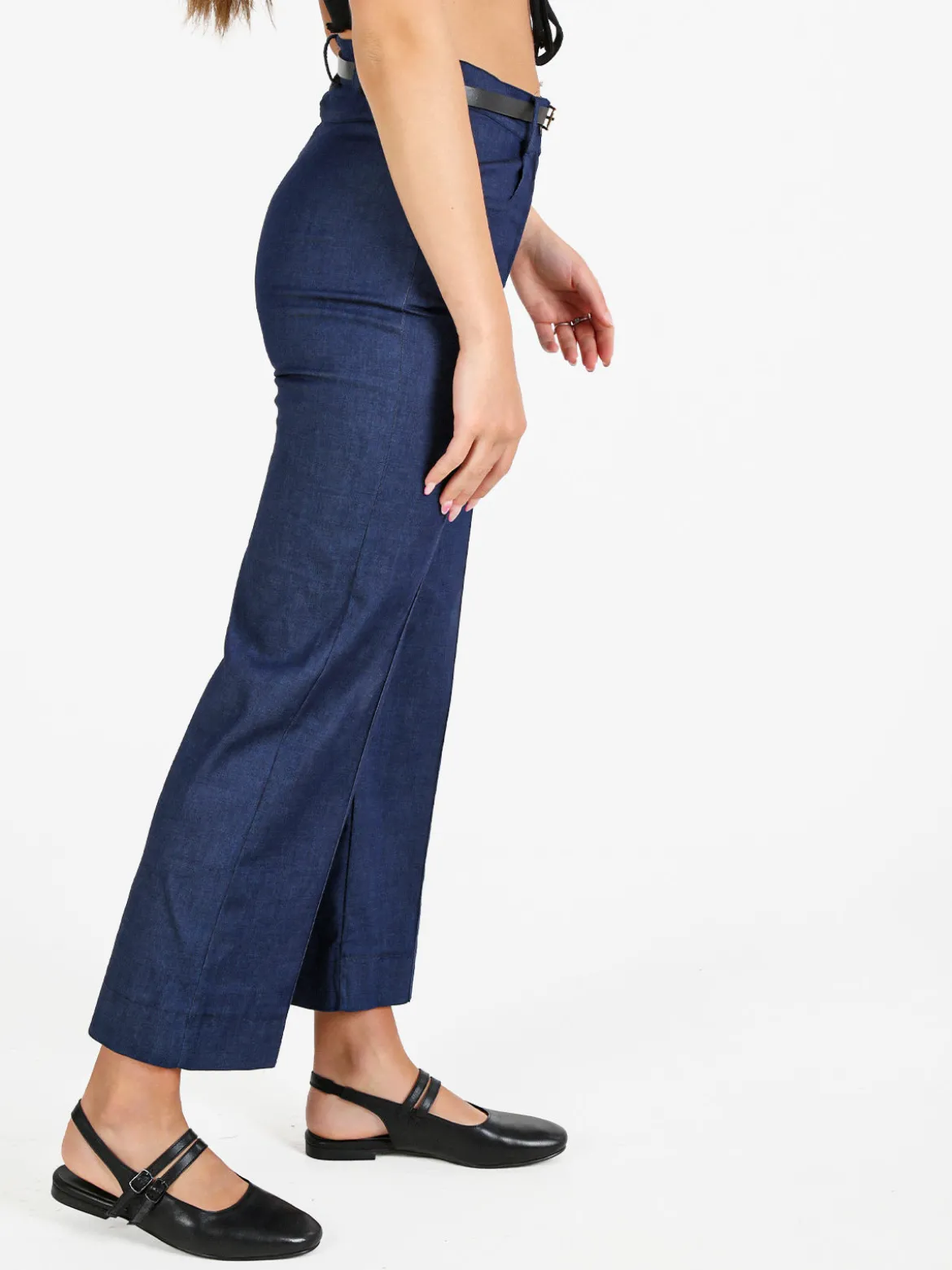 Solada Pantalone donna effetto jeans con cintura
