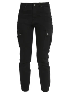 Solada Pantaloni cargo donna con elastico alle caviglie - nero