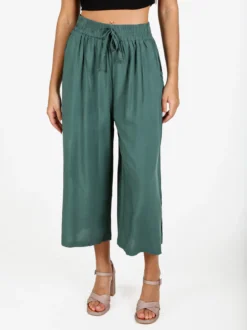 Solada Pantaloni cropped donna a gamba larga in cotone