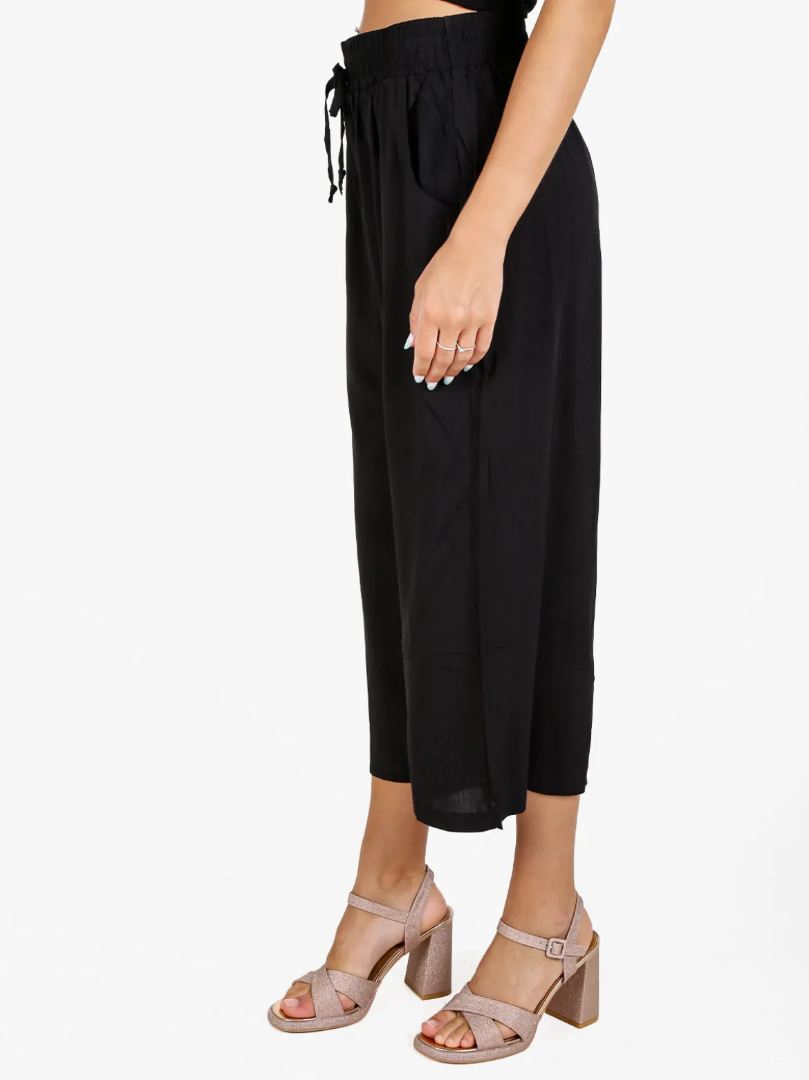 Solada Pantaloni cropped donna a gamba larga in cotone
