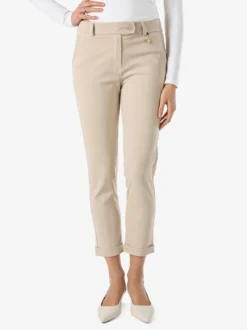 Solada Pantaloni da donna a gamba dritta con risvolto - beige