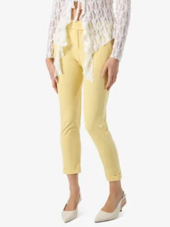 Solada Pantaloni da donna a gamba dritta con risvolto - giallo