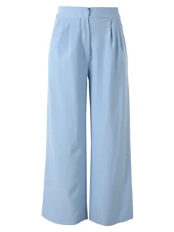 Solada Pantaloni da donna a gamba larga e vita alta - azzurro