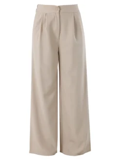 Solada Pantaloni da donna a gamba larga e vita alta - beige