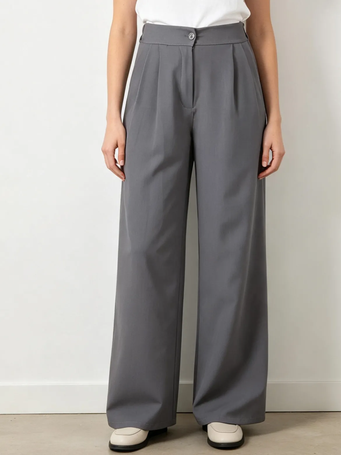 Solada Pantaloni da donna a gamba larga e vita alta - grigio