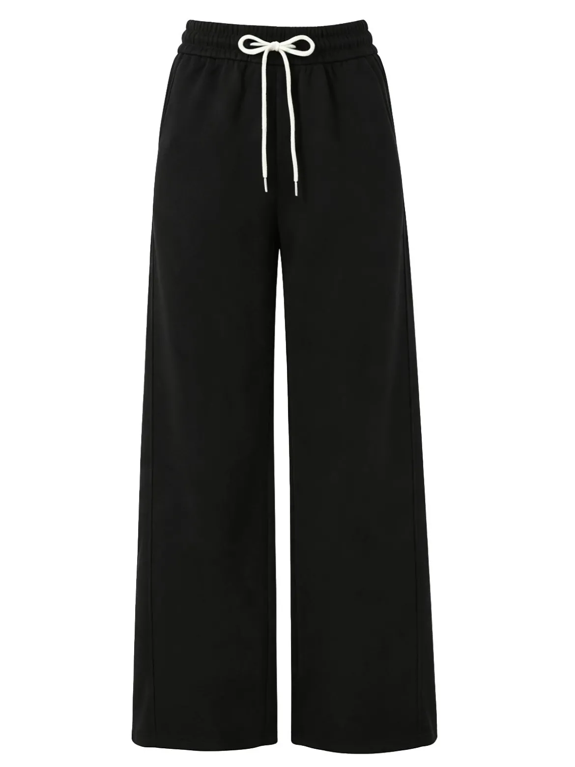 Solada Pantaloni da donna in felpa a gamba larga con coulisse - nero